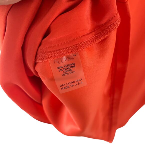 Alexis Sarah Blouse Womens Large Orange Short Sleeve Gold Metal V-Neck Cut-Out - Picture 5 of 7